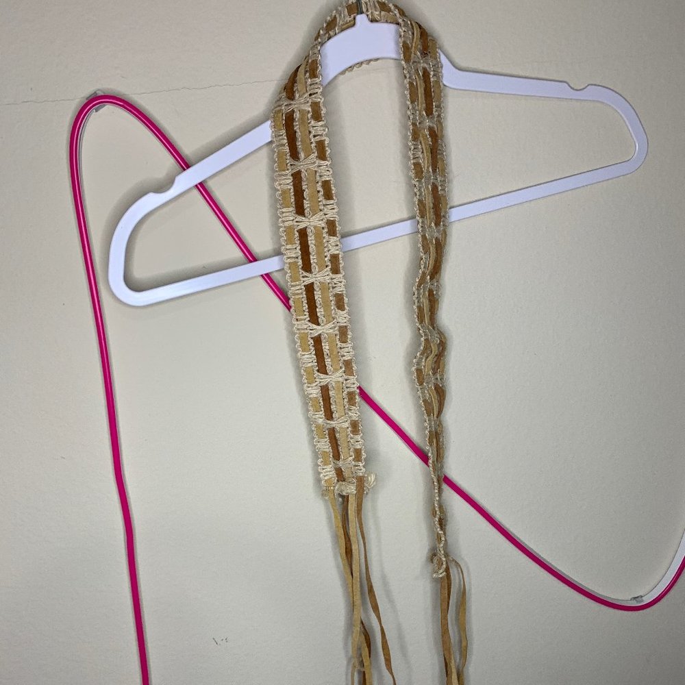 LEATHER CROCHET BELT BOHO SIZE SMALL